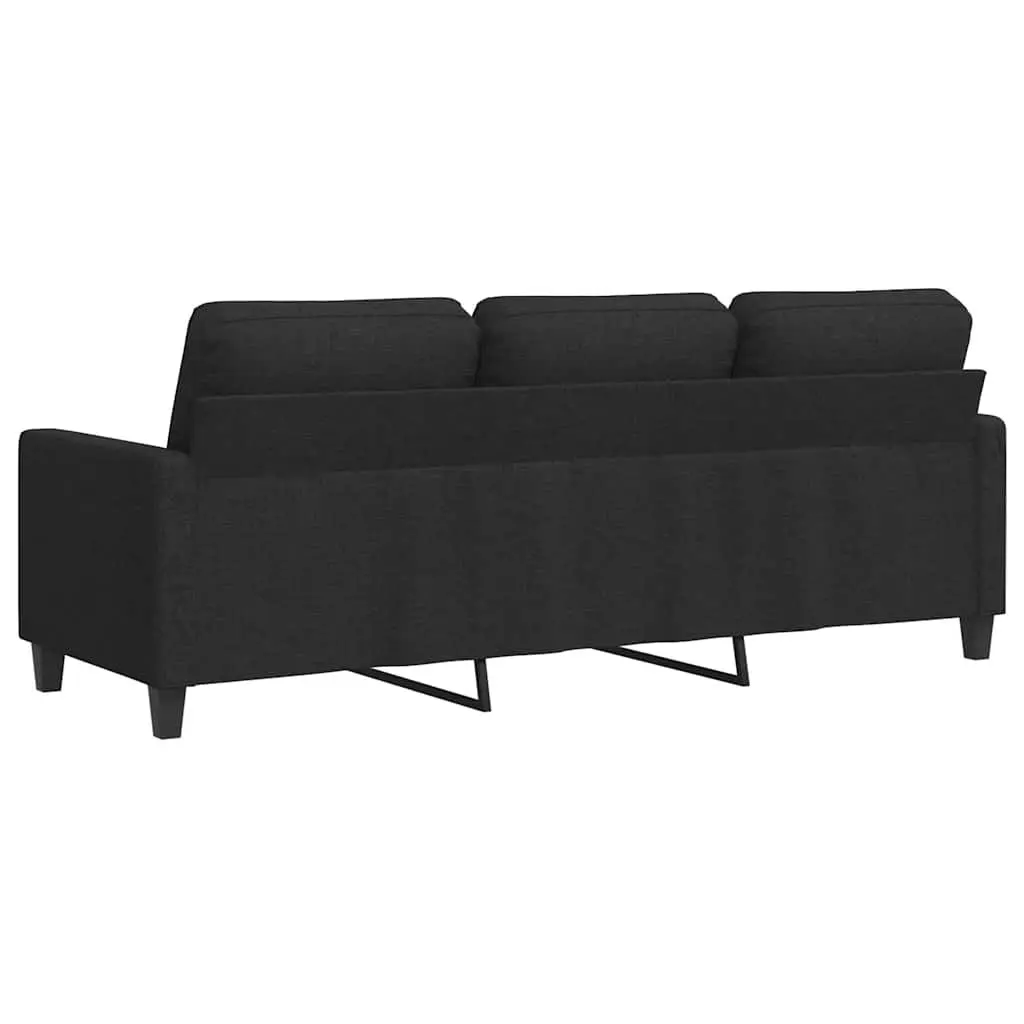 Black Fabric 180cm Couch Modern Living Room 3-Seater Sofa