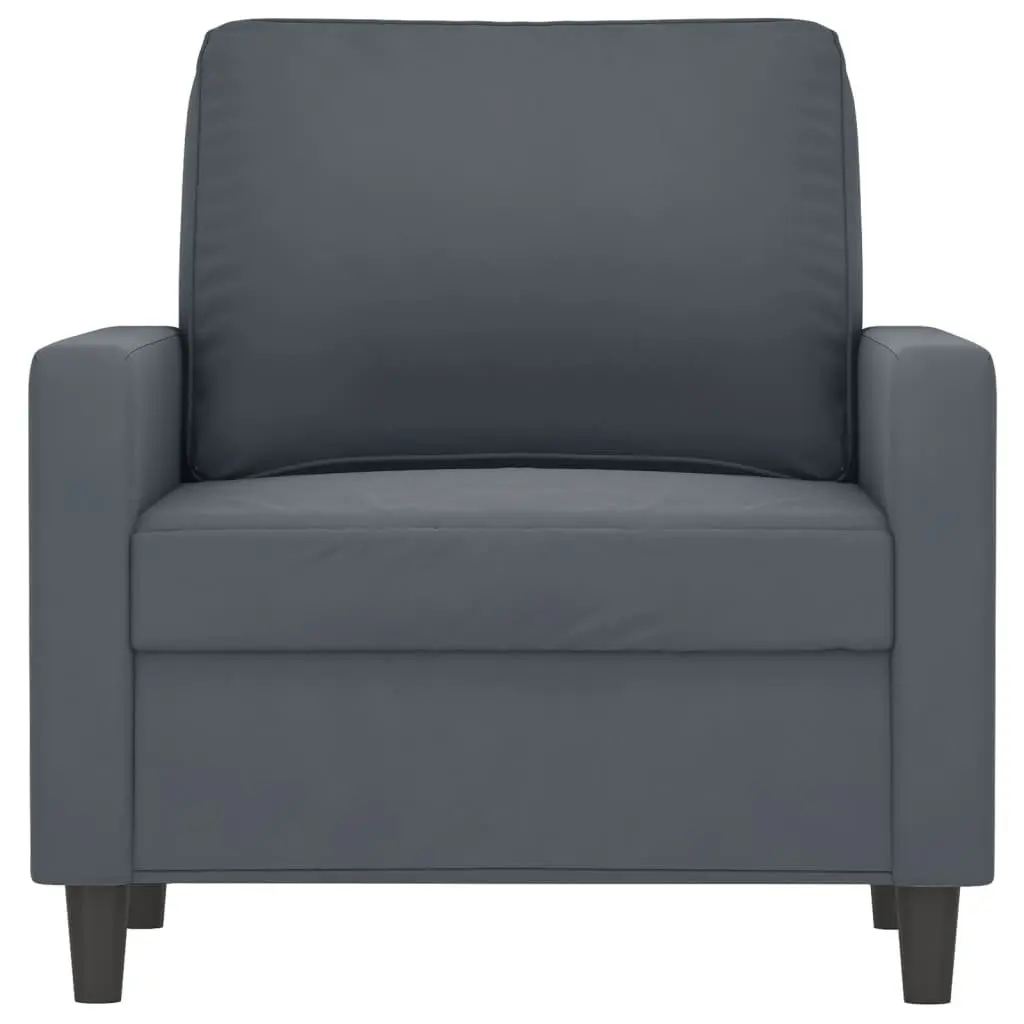 Sofa Chair Grey 60cm Velvet Padded Armchair