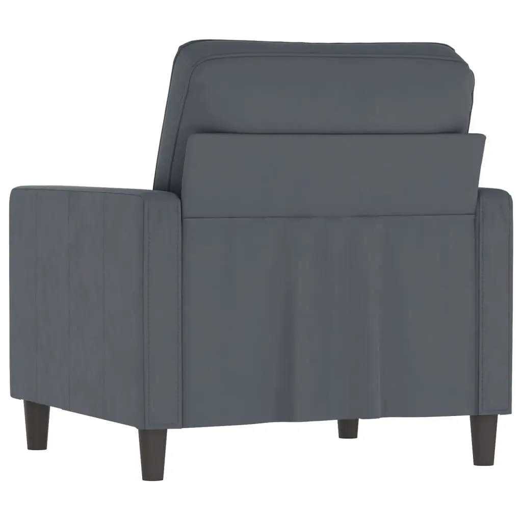 Sofa Chair Grey 60cm Velvet Padded Armchair
