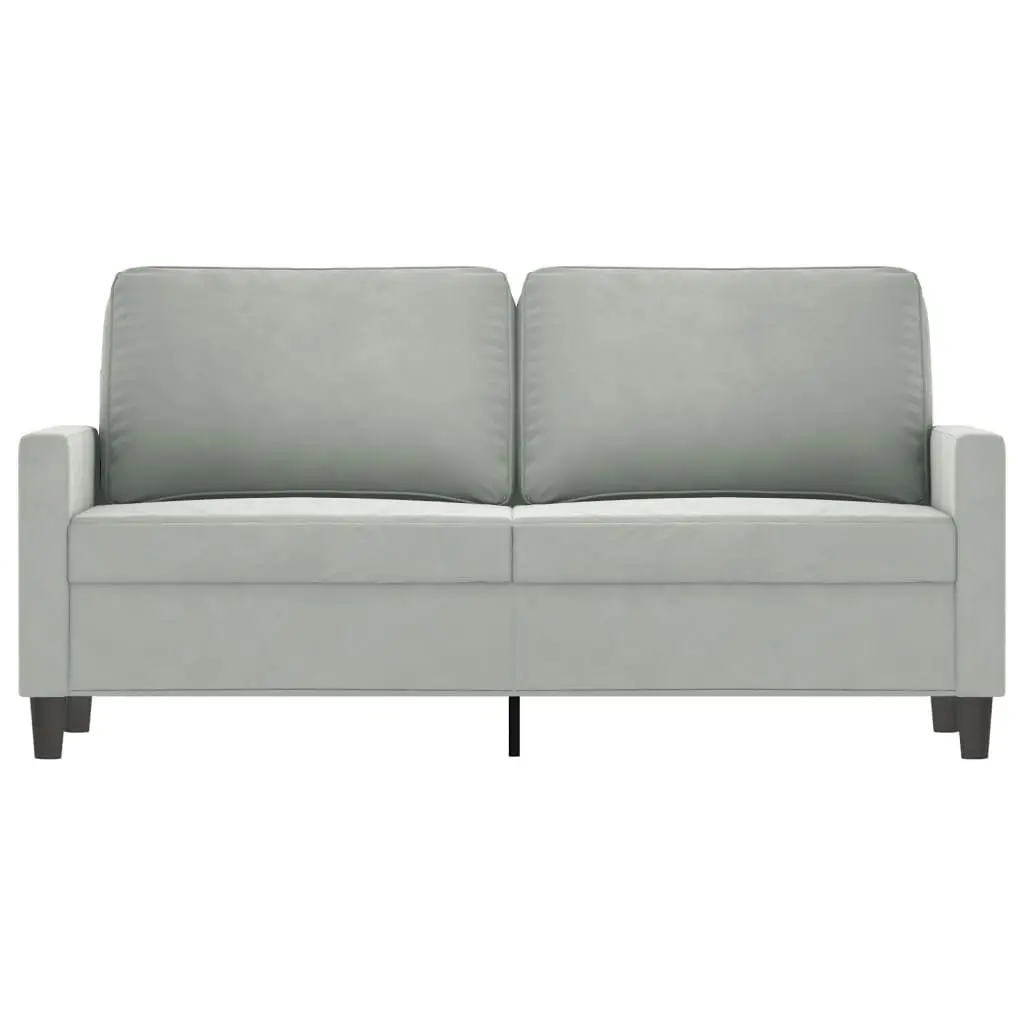 2-Seater Sofa Grey Velvet Living Room Furniture Couch 140cm Modern