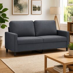 Comfortable Grey Velvet 2-Seater Sofa with Style