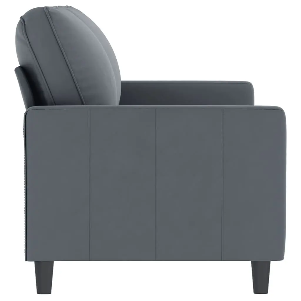 2-Seater Sofa Grey Velvet 140cm Modern Living Room Couch Padded Armrests