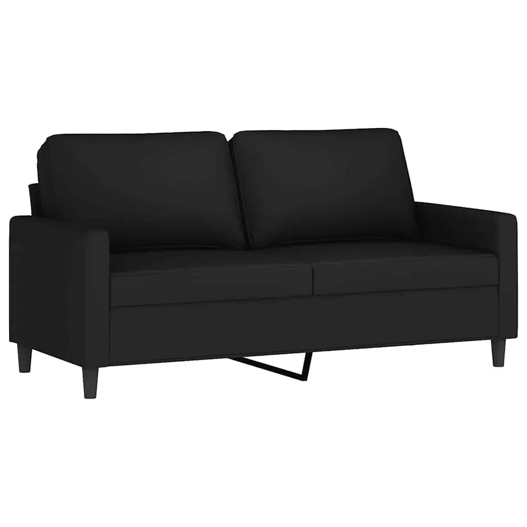 2-Seater Sofa Black 140cm Velvet Upholstered Living Room Couch Furniture