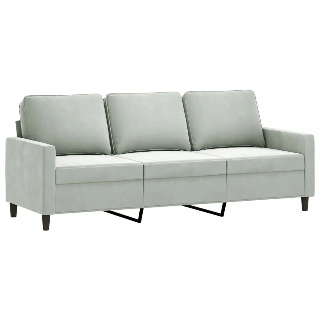 Grey Velvet 3-Seater Sofa for Relaxation