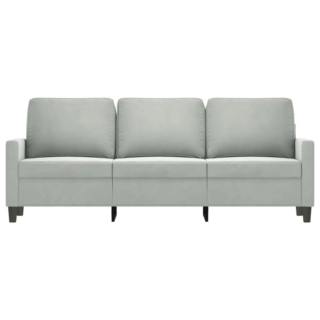 Grey Velvet 3-Seater Sofa for Relaxation