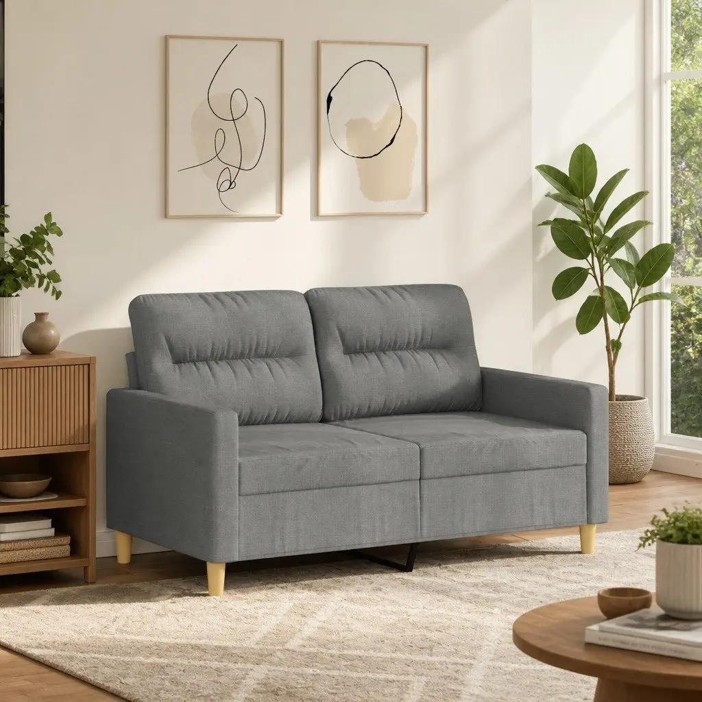 2-Seater Sofa Grey Fabric 120cm Upholstered Couch Lounge Settee Living Room