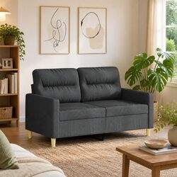 Comfortable and Practical Grey Fabric 2-Seater Sofa