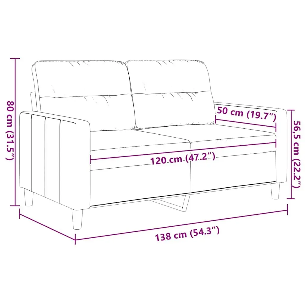 2-Seater Sofa Grey Fabric 120cm Living Room Couch Comfortable Upholstered Seat