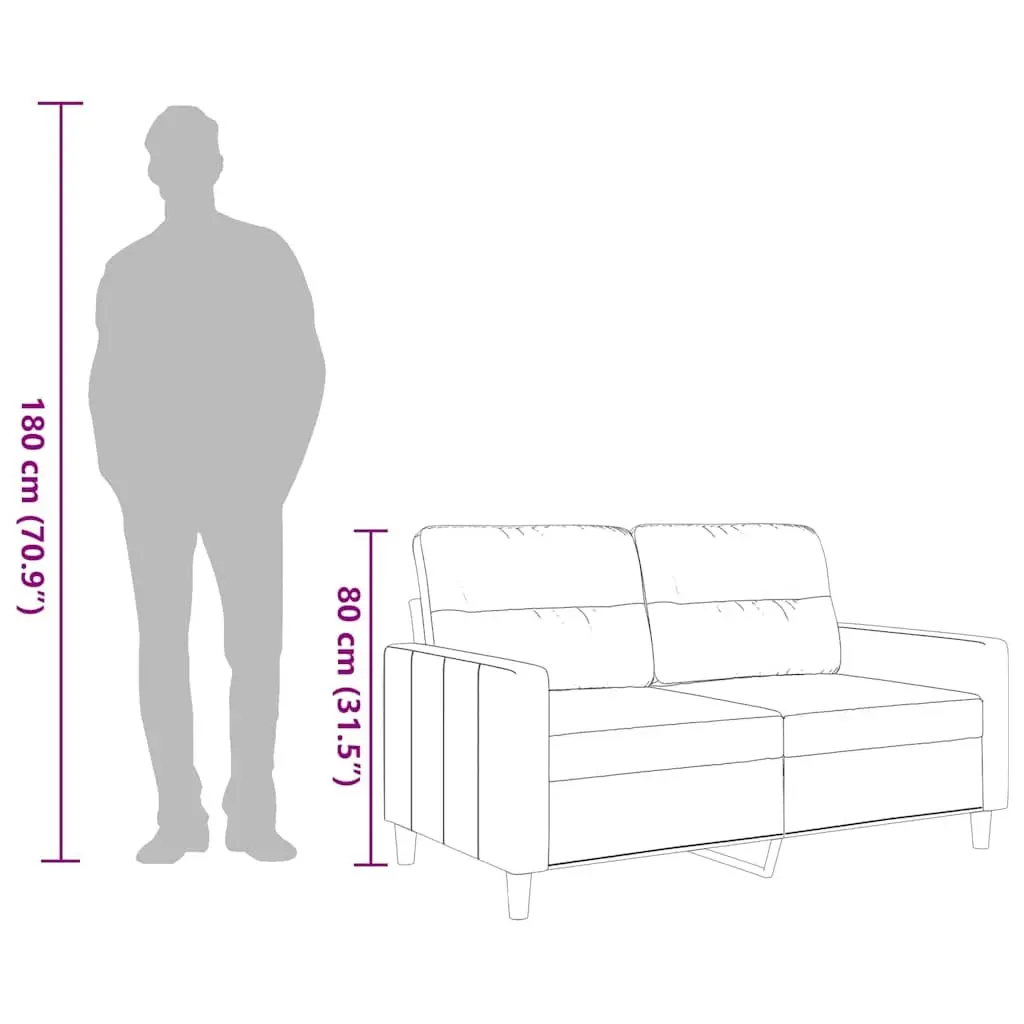 2-Seater Sofa Grey Fabric 120cm Living Room Couch Comfortable Upholstered Seat