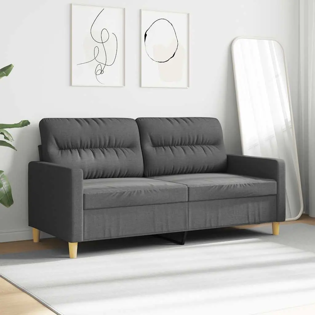 2-Seater Sofa Grey Fabric Lounge Couch 140cm Living Room Furniture