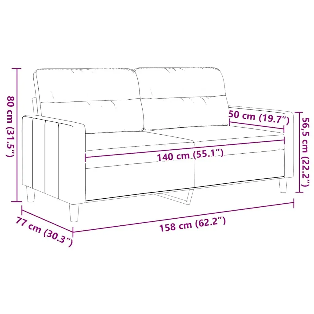 2-Seater Sofa Grey Fabric Lounge Couch 140cm Living Room Furniture