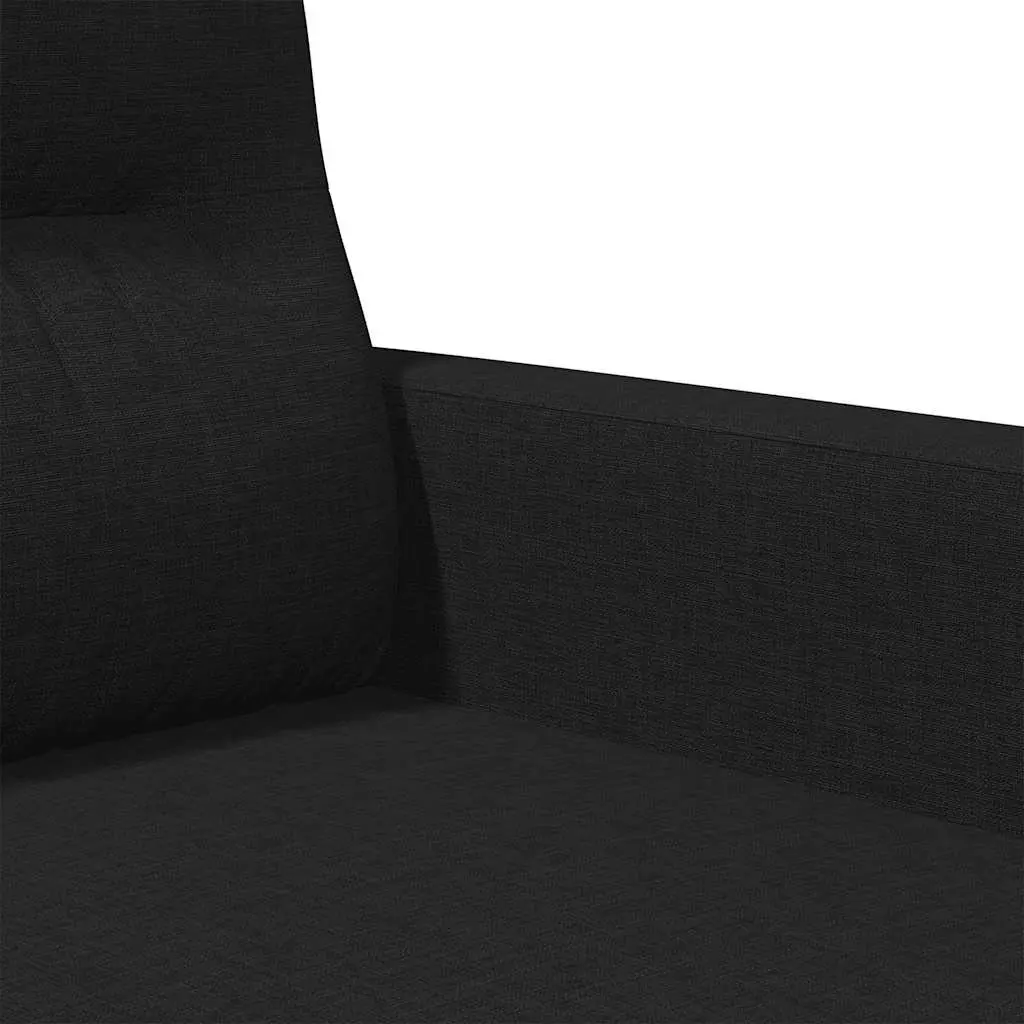 2-Seater Sofa Black Fabric 140cm Living Room Couch Modern Design Comfortable