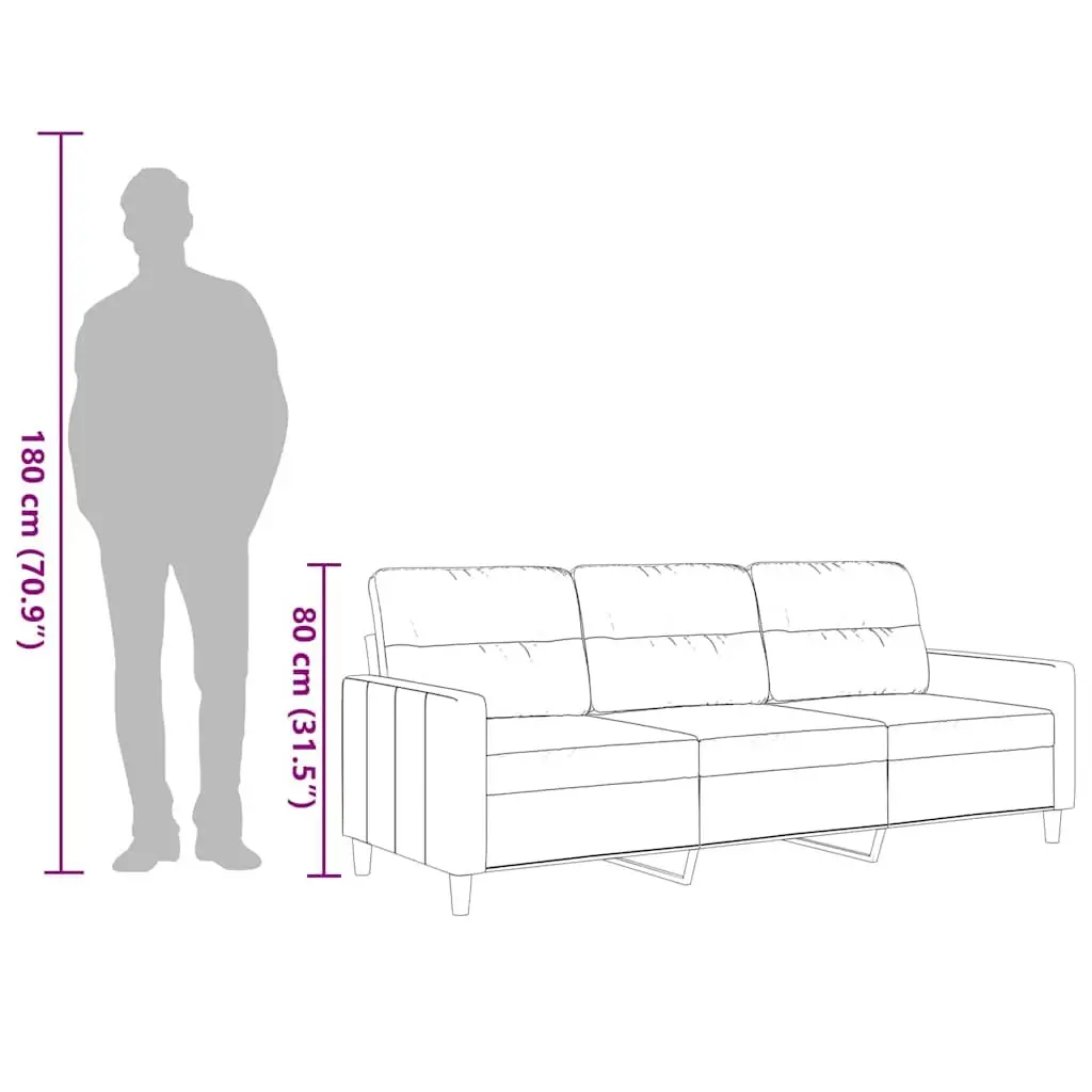 3-Seater Sofa Grey Fabric Living Room Couch Modern Design Comfortable Lounge