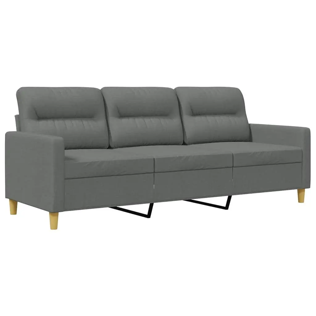 3-Seater Sofa Grey Fabric 180cm Modern Living Room Couch