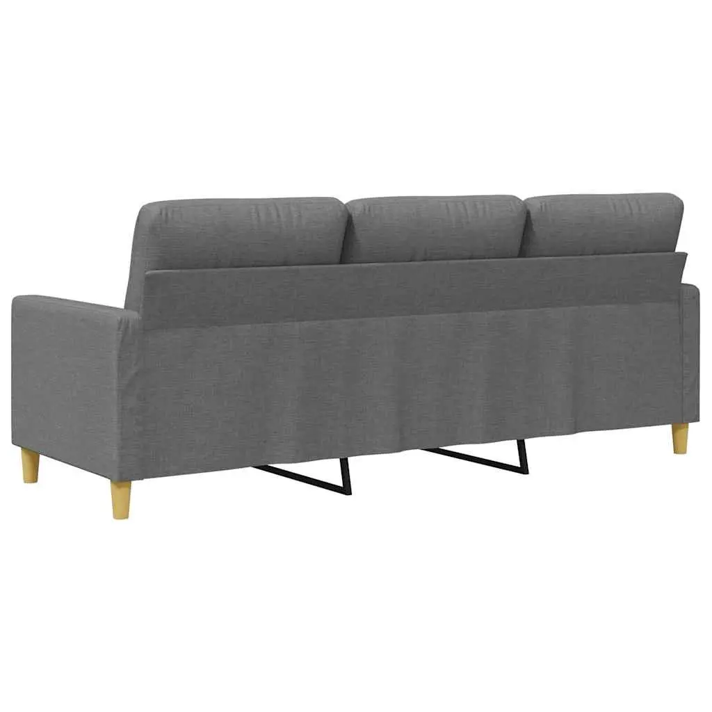 3-Seater Sofa Grey Fabric 180cm Modern Living Room Couch