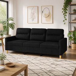 Reliable 3-Seater Black Sofa with Quality Comfort
