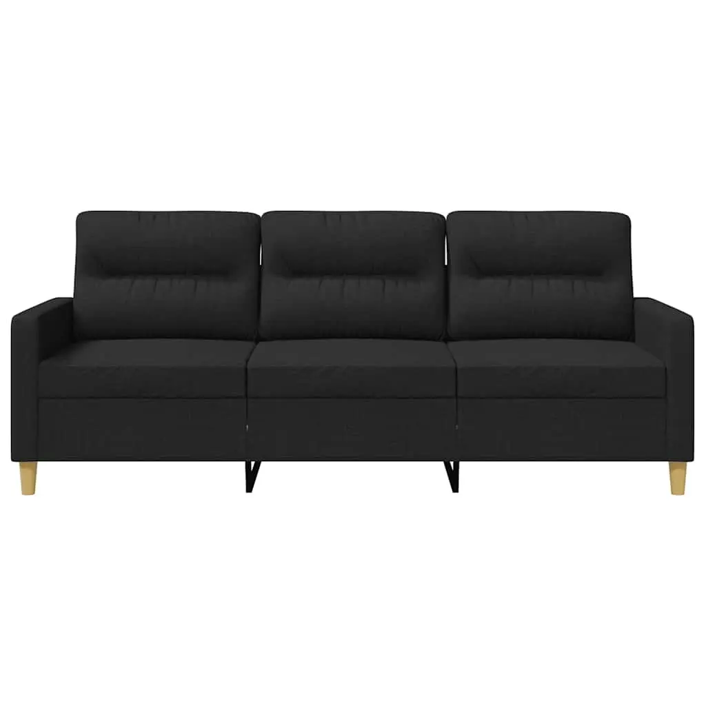 3-Seater Sofa Black 180cm Modern Living Room Couch Fabric Upholstered