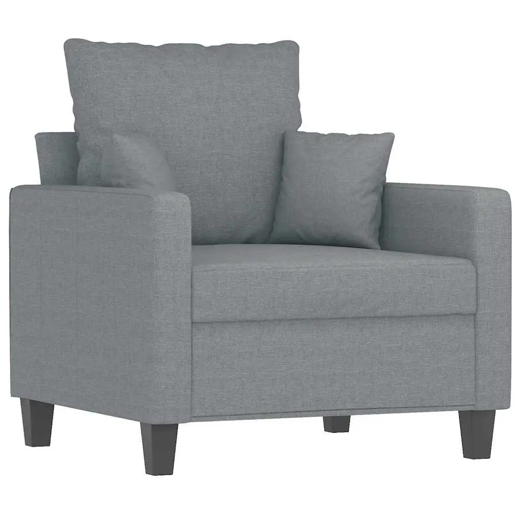 Grey Fabric Armchair Single Seat 60cm Modern Lounge Sofa Chair Living Room Furniture
