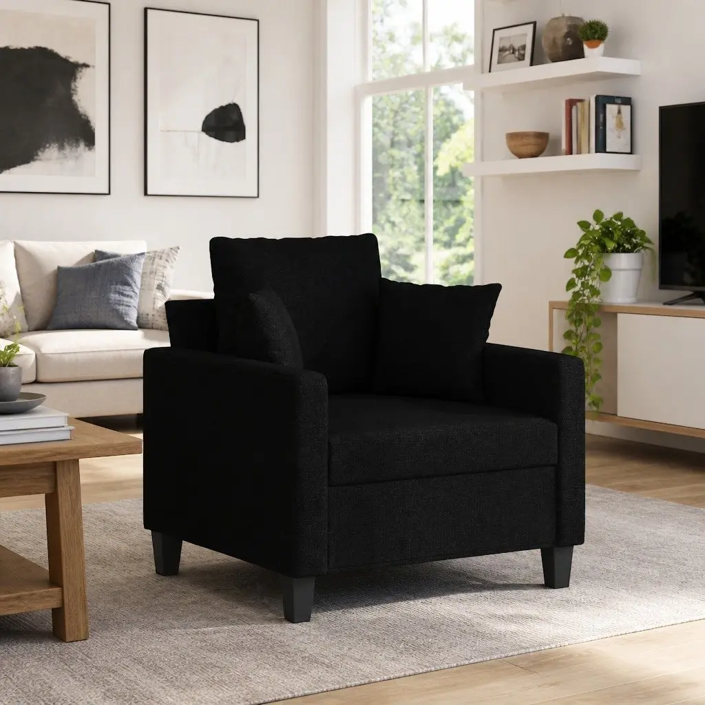 Fabric Sofa Chair Lounge Seat 60cm Black