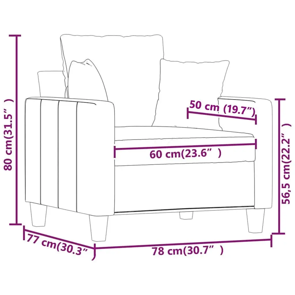 Fabric Sofa Chair Lounge Seat 60cm Black