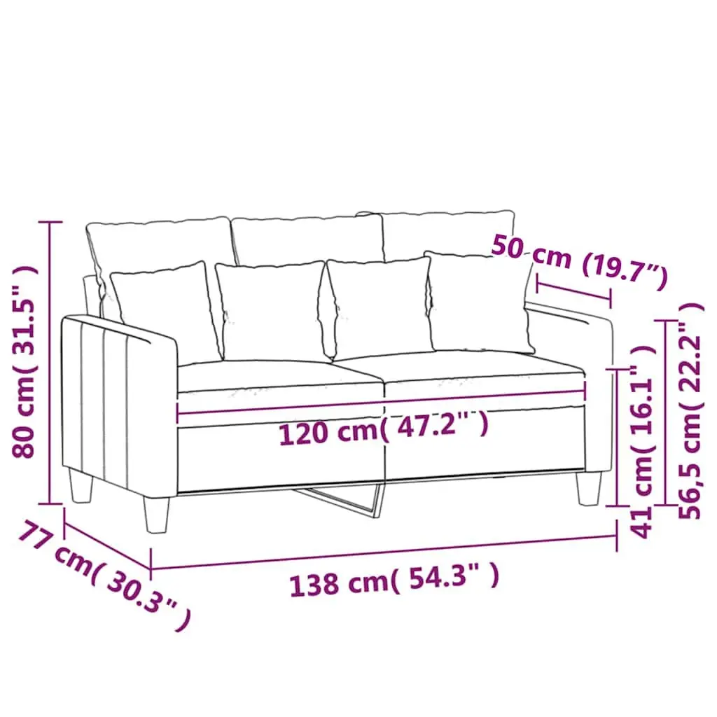 2-Seater Sofa Light Grey 120cm Modern Lounge Couch Fabric Settee Living Room