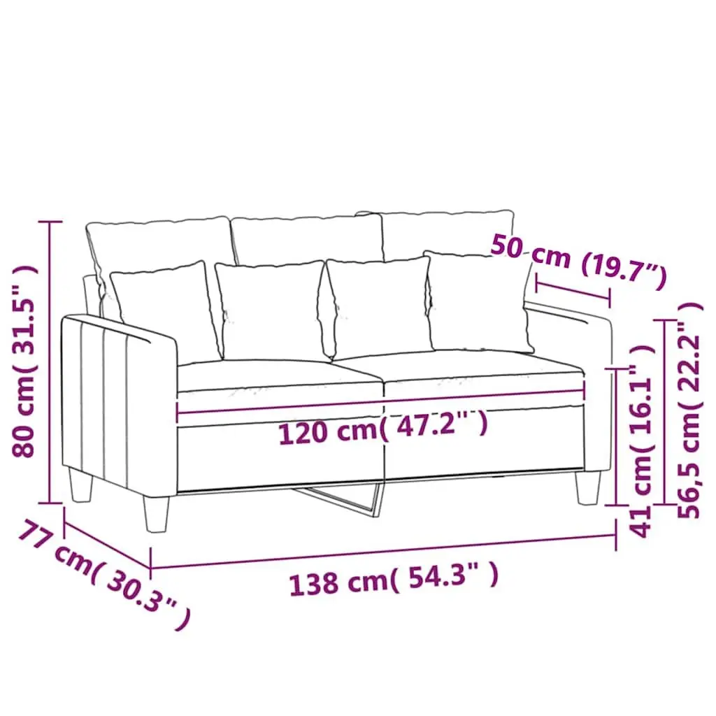 2-Seater Sofa Black 120cm Fabric Couch Living Room Lounge Furniture
