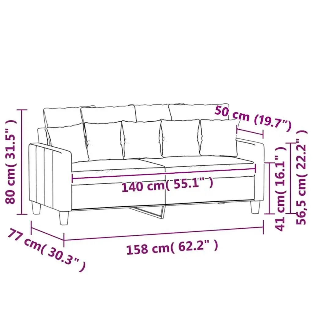 2-Seater Sofa Grey 140cm Modern Fabric Lounge Couch