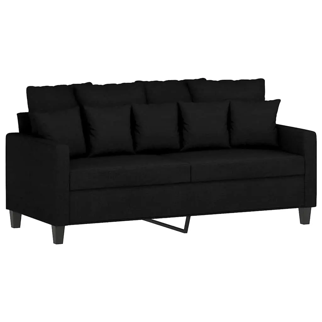 2-Seater Sofa Black 140cm Living Room Couch Modern Fabric