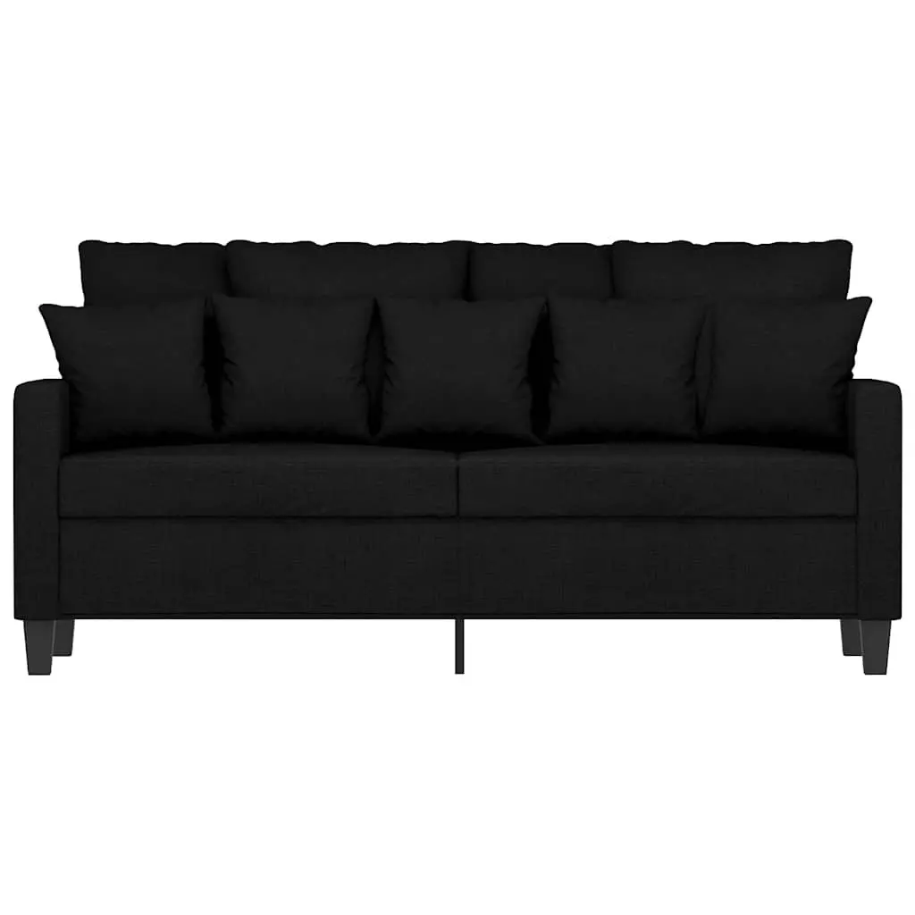 2-Seater Sofa Black 140cm Living Room Couch Modern Fabric