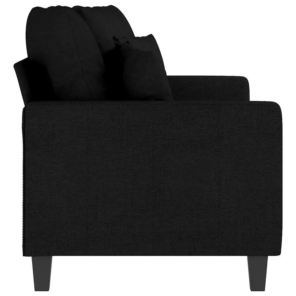 2-Seater Sofa Black 140cm Living Room Couch Modern Fabric