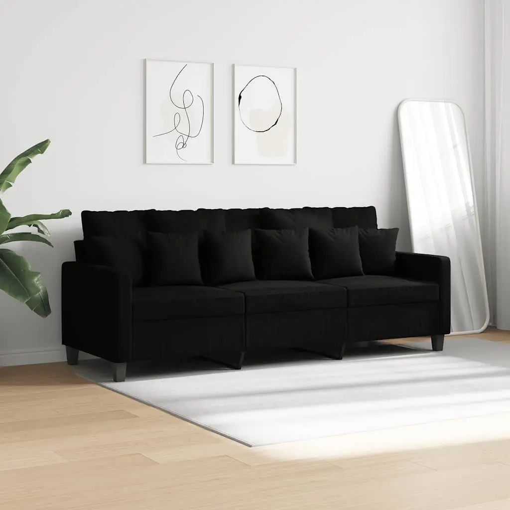 3-Seater Black Sofa