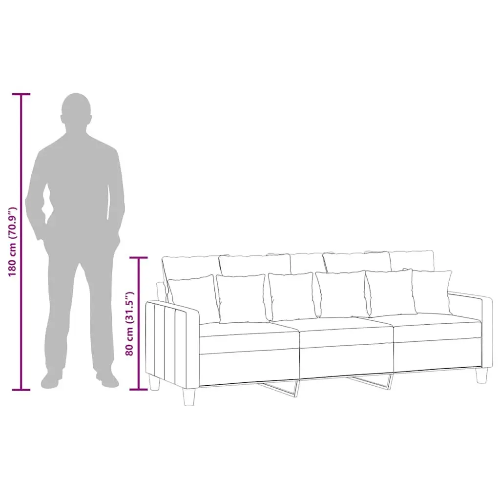 3-Seater Black Sofa
