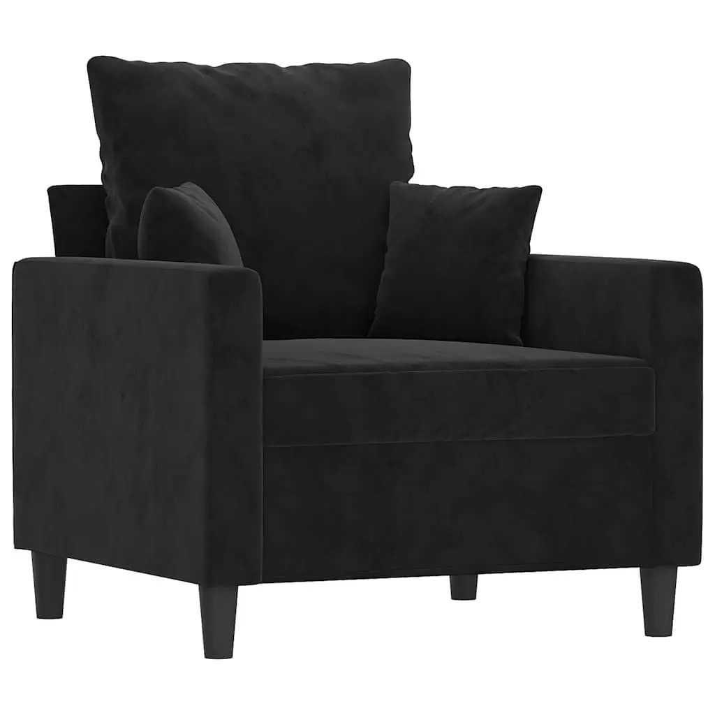 Black Velvet Sofa Chair 60cm Modern Accent Armchair Lounge Seat Furniture
