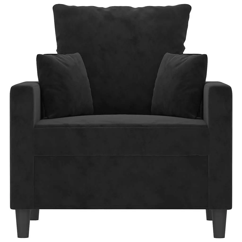 Black Velvet Sofa Chair 60cm Modern Accent Armchair Lounge Seat Furniture