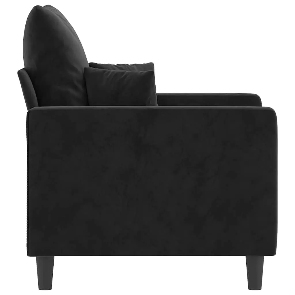 Black Velvet Sofa Chair 60cm Modern Accent Armchair Lounge Seat Furniture