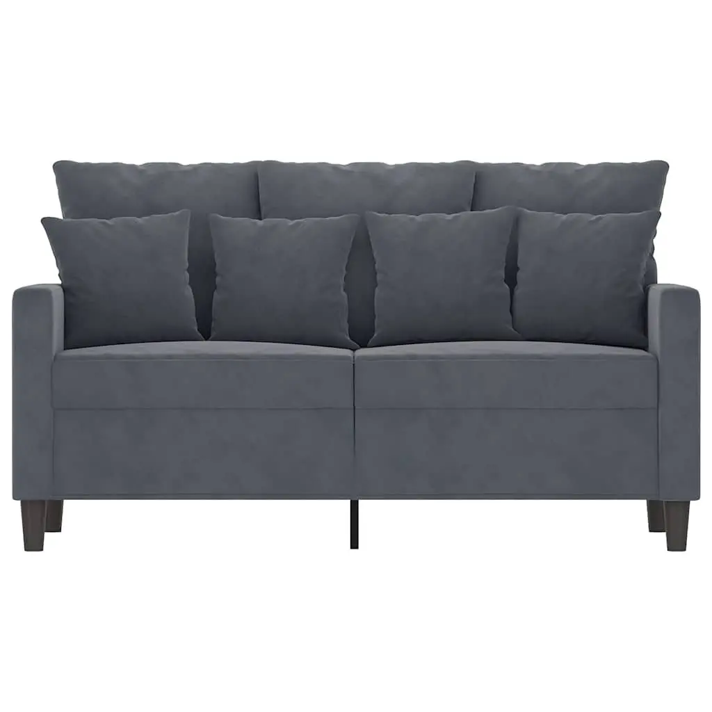 2-Seater Sofa Grey Velvet 120cm Modern Living Room Couch Upholstered