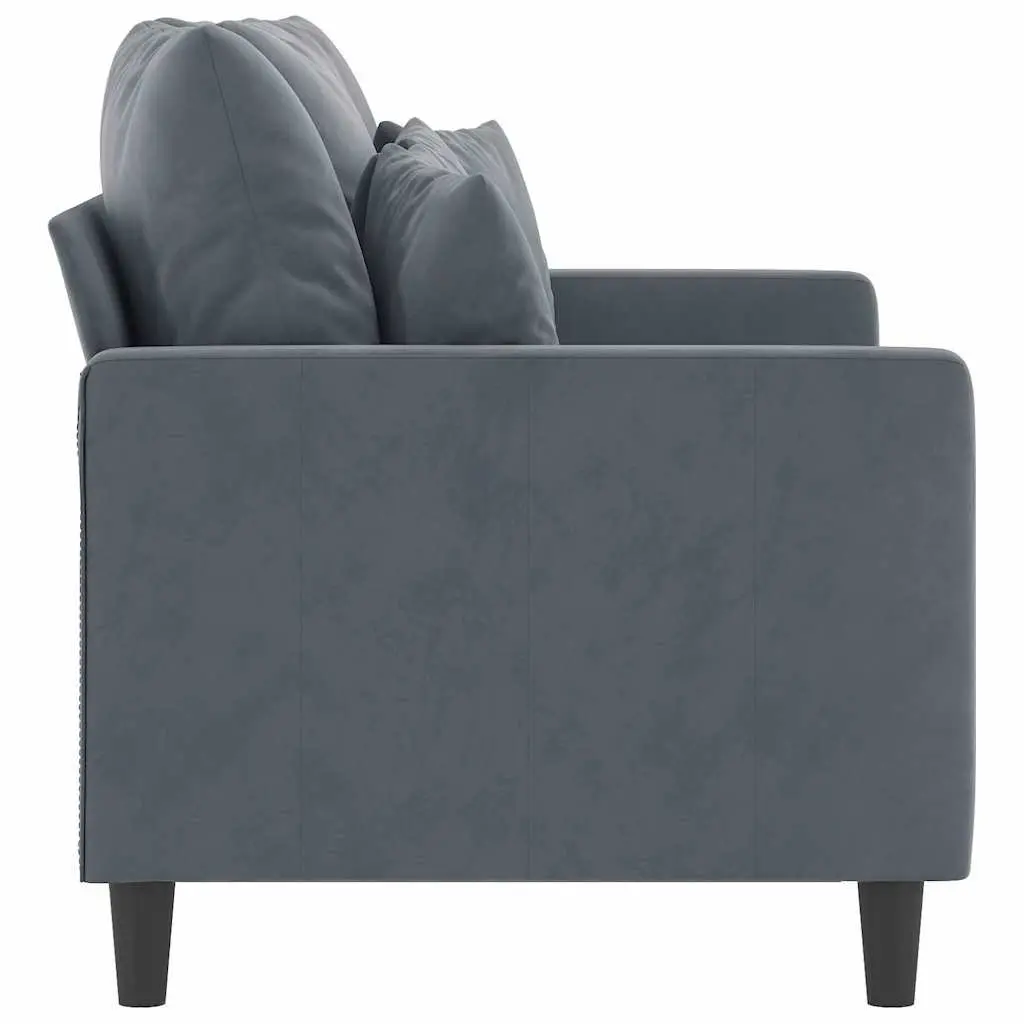 2-Seater Sofa Grey Velvet 120cm Modern Living Room Couch Upholstered