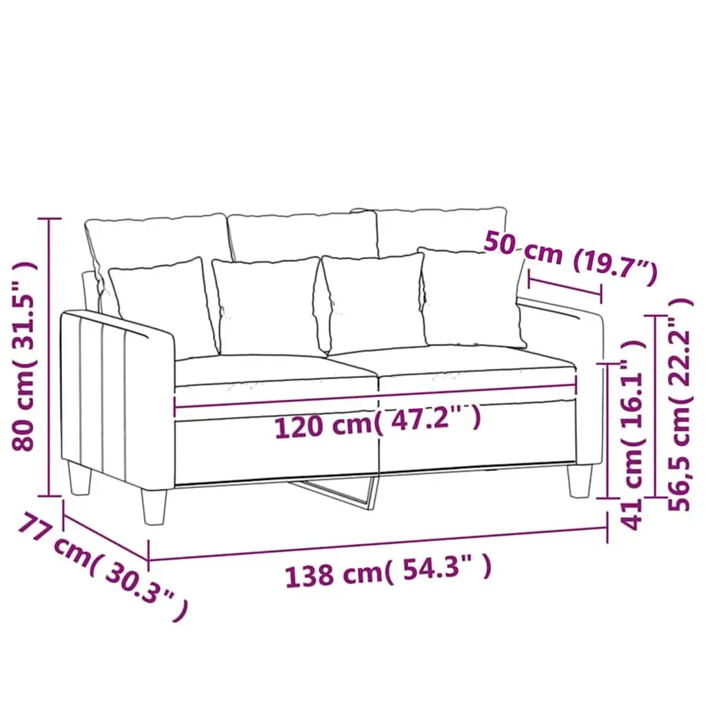 2-Seater Sofa Grey Velvet 120cm Modern Living Room Couch Upholstered