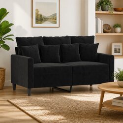 Comfort and Value: 2-Seater Sofa in Black Velvet