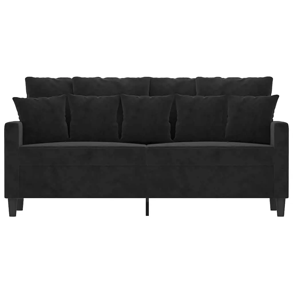 2-Seater Sofa Black 140cm Modern Living Room Couch Velvet Upholstered