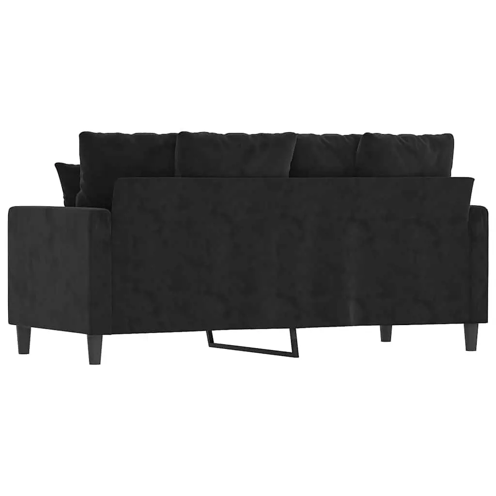 2-Seater Sofa Black 140cm Modern Living Room Couch Velvet Upholstered