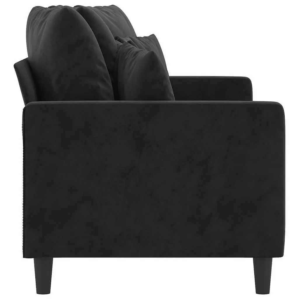 2-Seater Sofa Black 140cm Modern Living Room Couch Velvet Upholstered