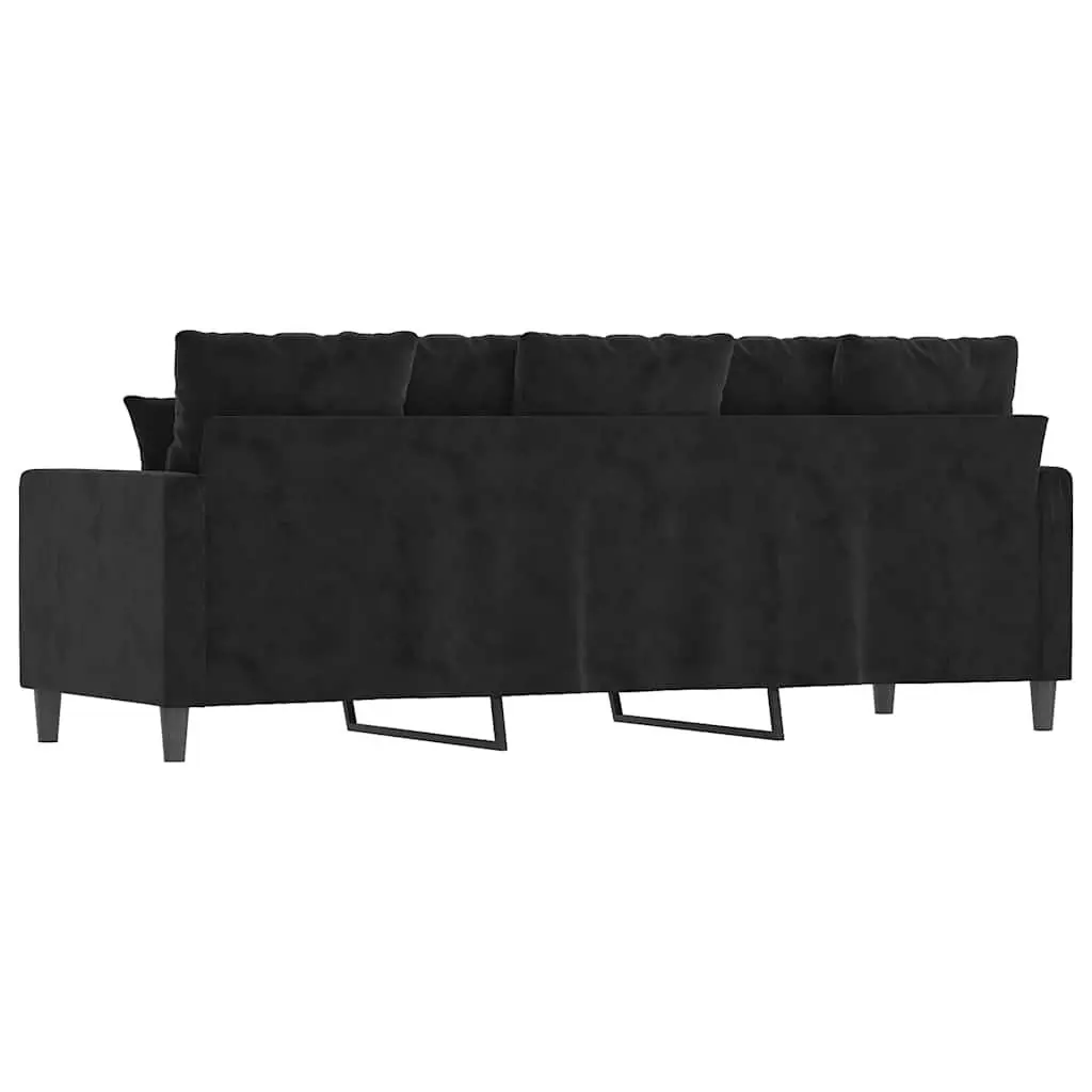 3-Seater Sofa Living Room Couch 180 cm Black Modern Velvet Upholstered Furniture