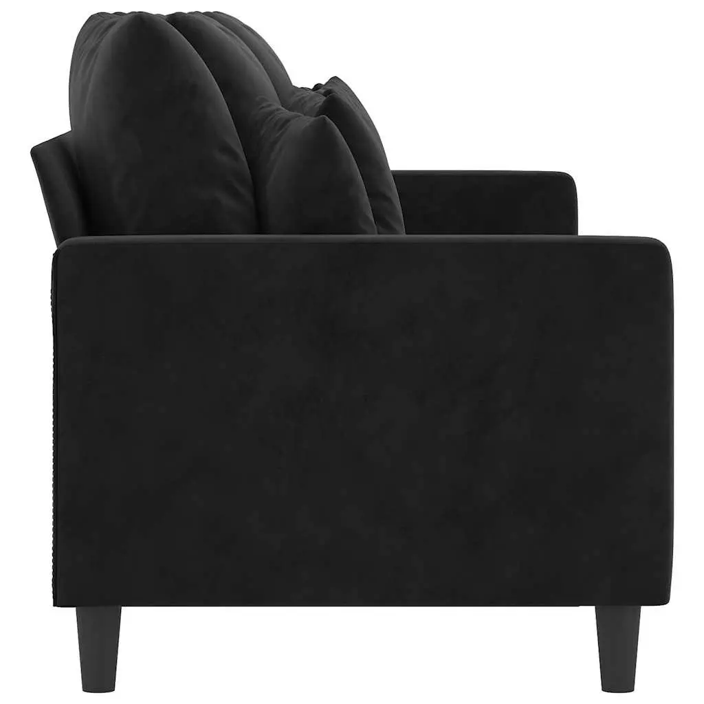 3-Seater Sofa Living Room Couch 180 cm Black Modern Velvet Upholstered Furniture