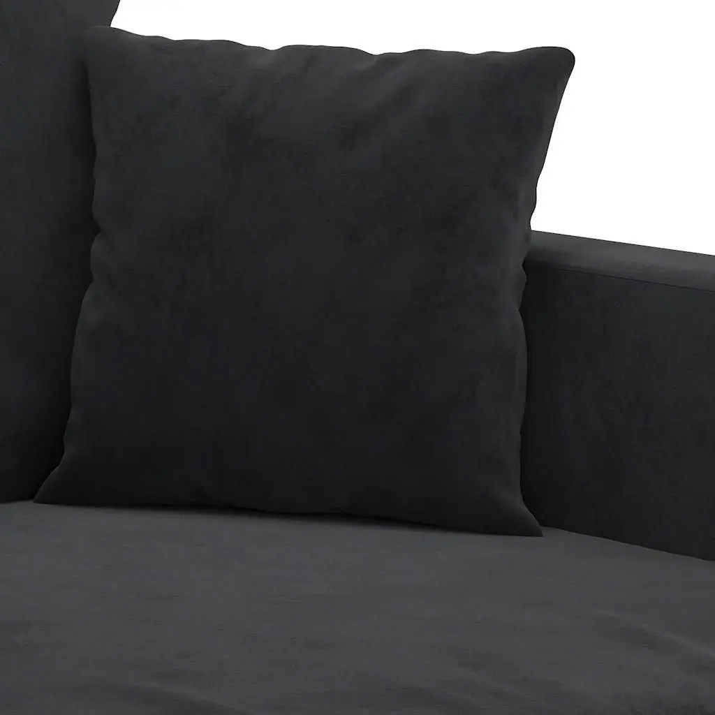 3-Seater Sofa Living Room Couch 180 cm Black Modern Velvet Upholstered Furniture