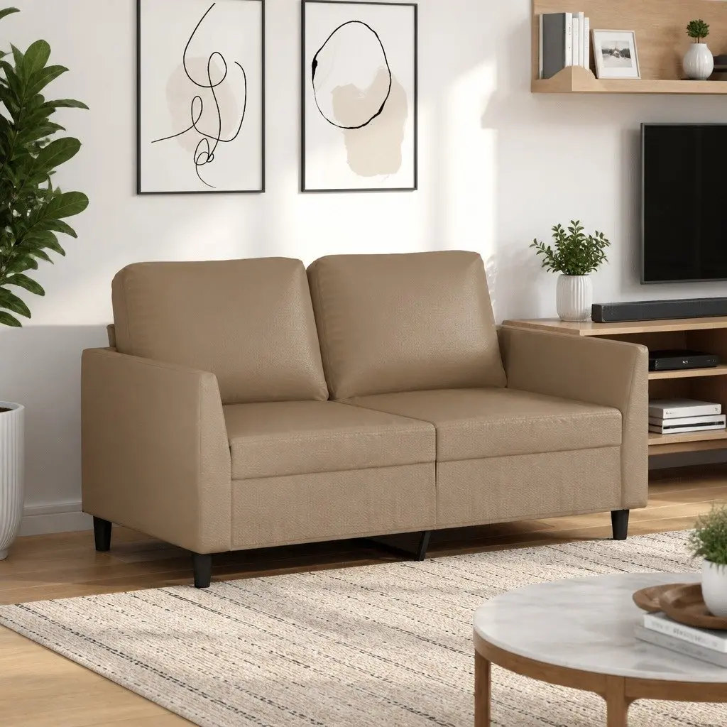 Brown Faux Leather 2-Seater Sofa for Comfort