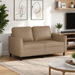 2-Seater Sofa Brown Faux Leather Modern Couch Living Room Furniture 120cm