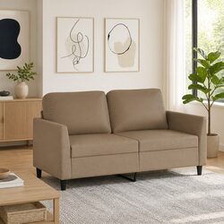 Brown Faux Leather Sofa - Practical and Affordable Choice