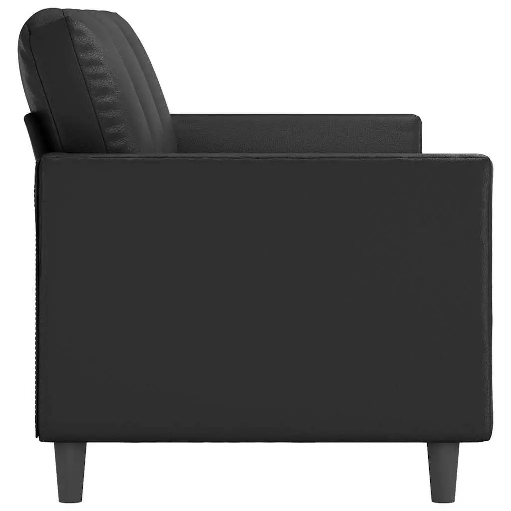 3-Seater Sofa Black 180cm Modern Lounge Couch Faux Leather Living Room Furniture