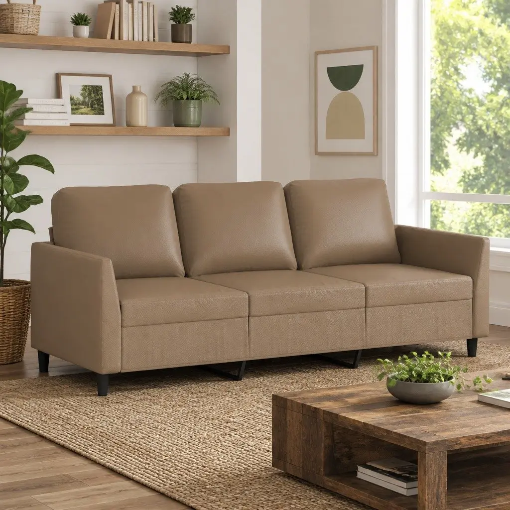 3-Seater Sofa Living Room Couch 180cm Cappuccino Faux Leather